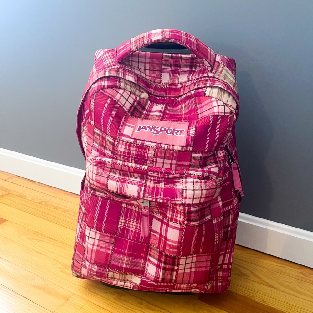 Jansport ORIGINAL Carry-ON back pack in Excellent Condition Pink-White-Fuchsia